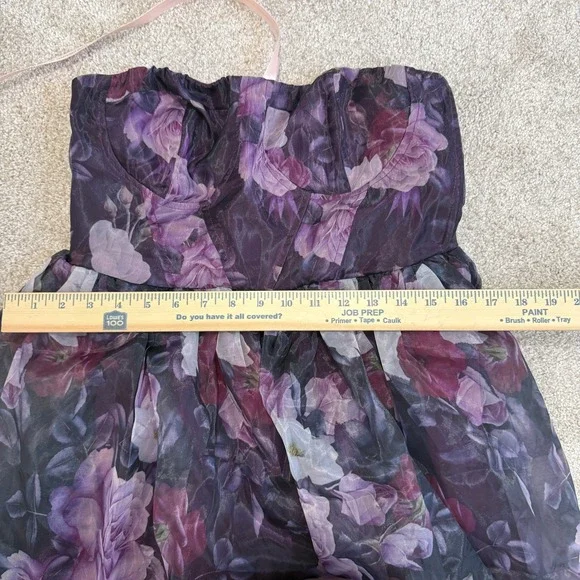 NWT Lulus Wonderful Waltz Purple Floral Print Strapless Bustier Maxi Dress Sz M - Picture 10 of 11